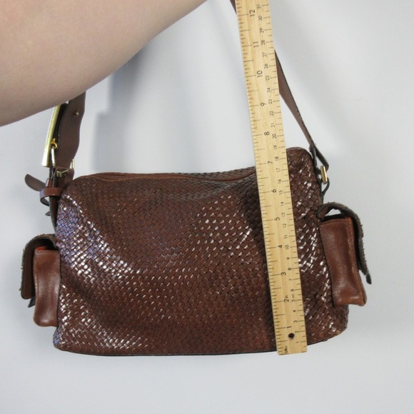 Vtg Marc & Marc by Sharif Brown Saddle Woven Geuine Leather Shoulder Bag 662 - Picture 14 of 15